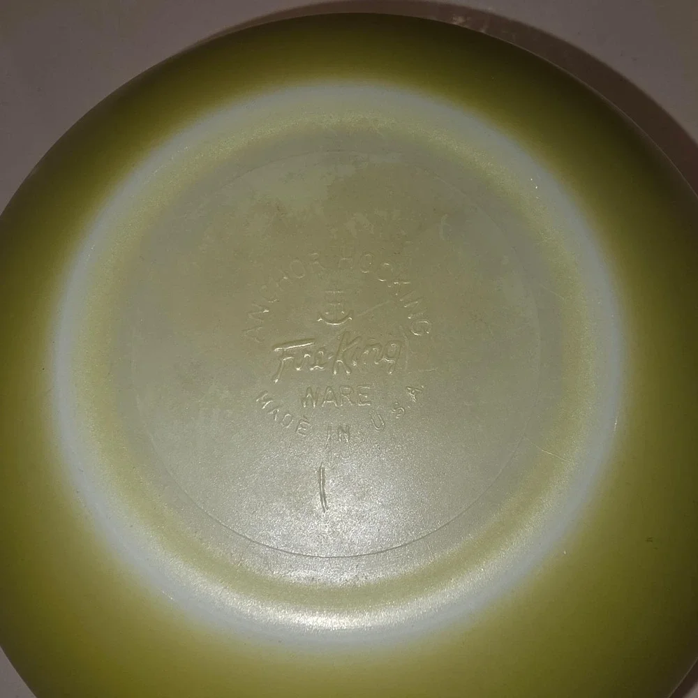 Vintage Anchor Hocking Fire King Avocado Swirl‎ Mixing Bowl Retro Kitchenware